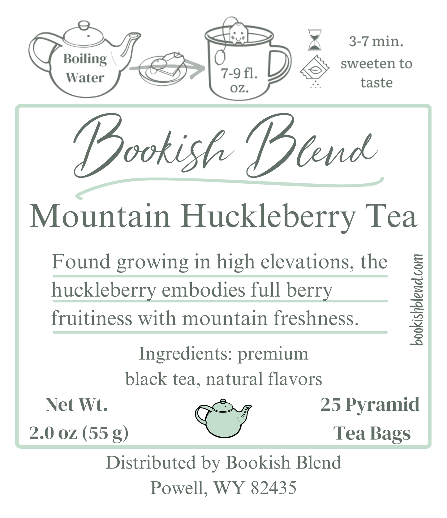 Huckleberry Tea Tin 25 Pyramid Bags (5 Colors)