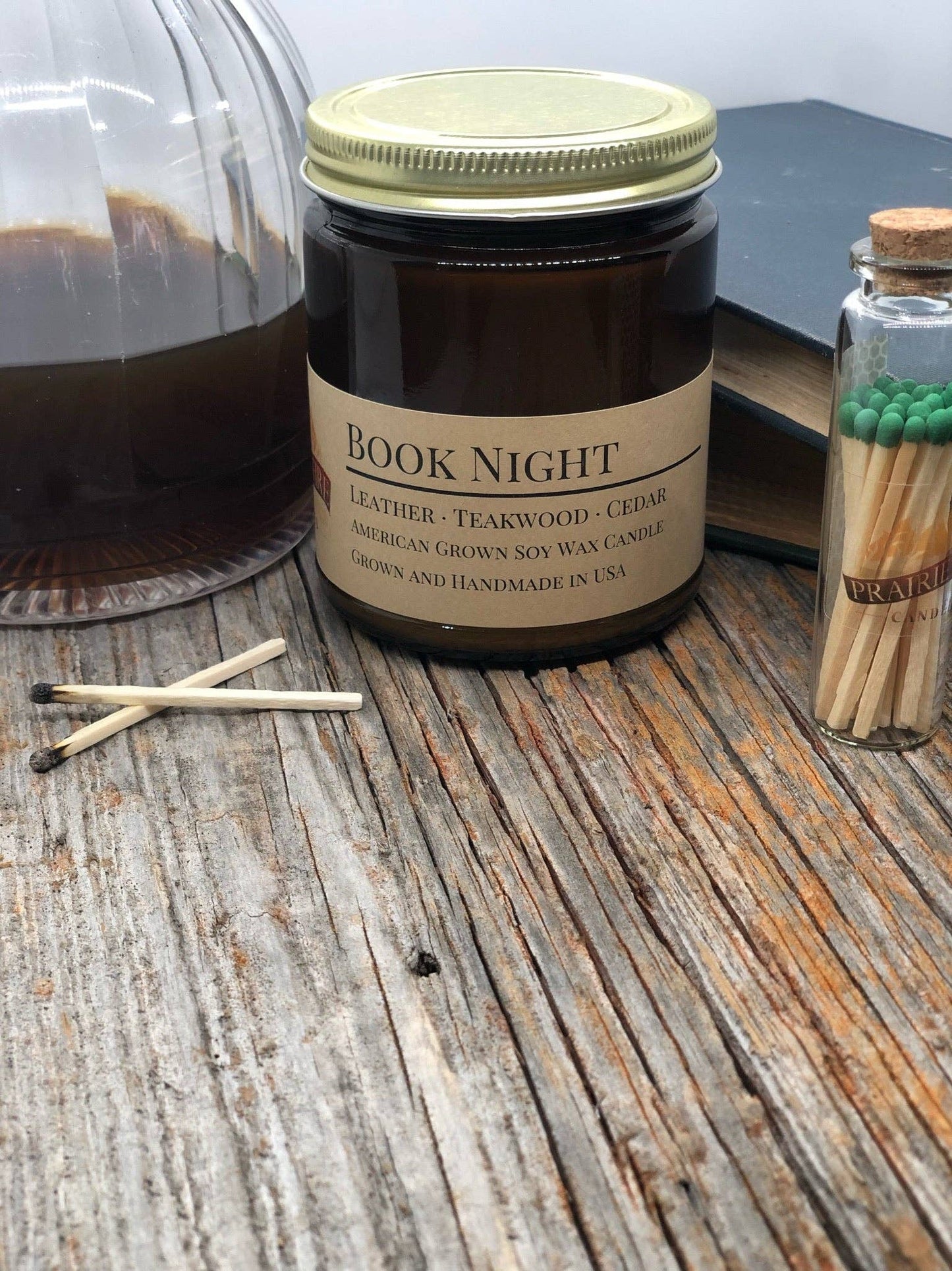 Book Night Soy Candle | Amber Apothecary Jar